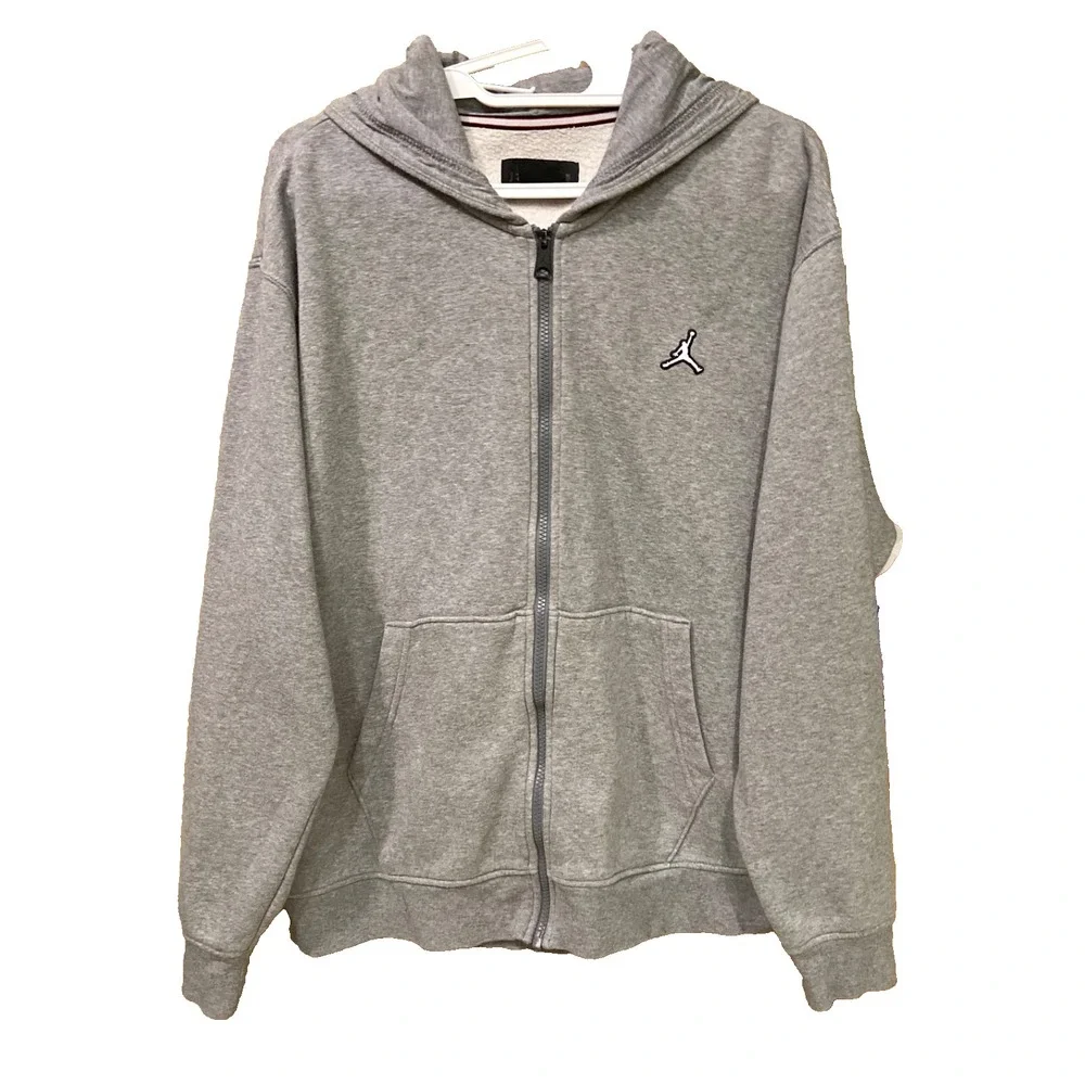 Jordan Jumpman Full-Zip Hoodie Large Grey Hooded Flight Essential Sweatshirt GUC